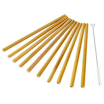 Wielokrotnego użytku Natural Bamboo 19cm Jednorazowe bambusowe słomki na koktajl kawowy
