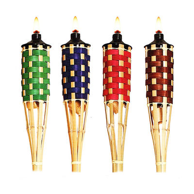 Naturalna pochodnia bambusowa z wymienną plamką z włókna szklanego - do imprezy w ogródku, wesela, oświetlenia na drodze