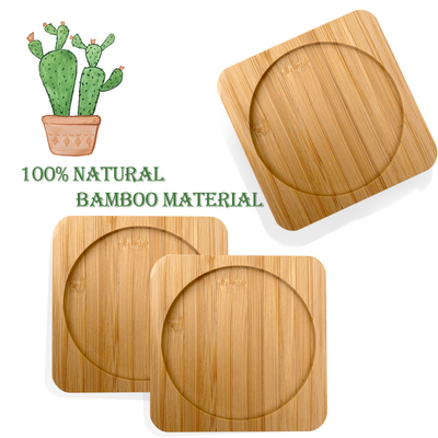 6-pak 9cm bambusowe podstawki Okrągły kształt Laserowe logo Bar Home Podstawki pod kubki