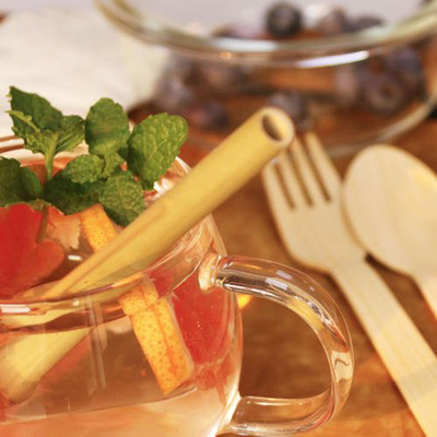 Kompostowalne organiczne słomki bambusowe Dostosowane logo Travel Juice Cocktail Use