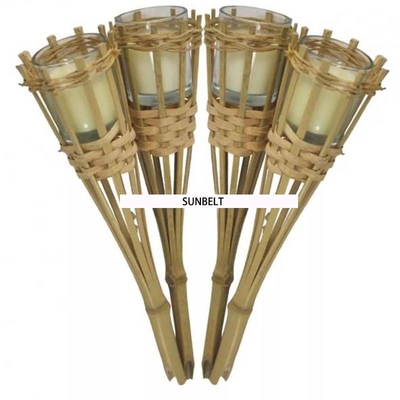 115cm Bamboo Garden Tiki Torch Ręcznie tkane bambusowe pochodnie imprezowe