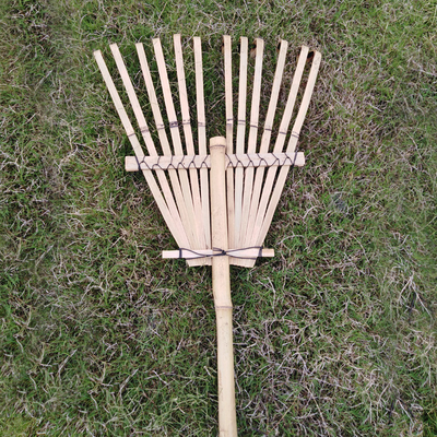 12 zębów 140 cm grabie bambusowe ręcznie robione do liści w ogrodzie grabie ogrodowe
