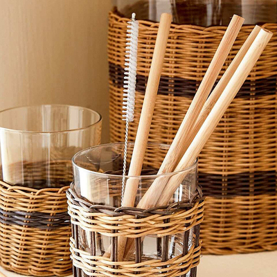 Naturalny surowiec bambusowy Słoma z włókna organicznego z środkiem czyszczącym 19 cm