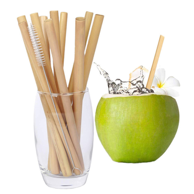 Wielokrotnego użytku Eco Friendly 20x0,8 cm Wielokrotnego użytku bambusowe słomki do picia ze szczotką
