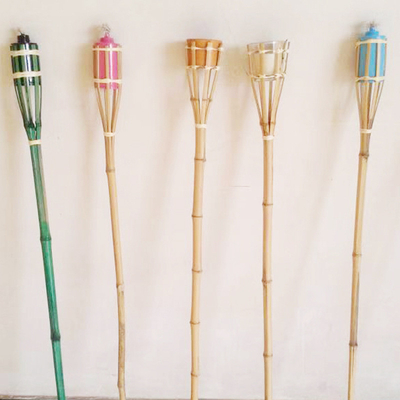 115cm Bamboo Garden Tiki Torch Ręcznie tkane bambusowe pochodnie imprezowe