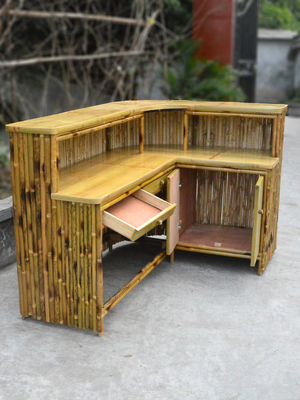 Cabana Party Bamboo Tropical Tiki Bar 220x160cm z półkami pod szafką