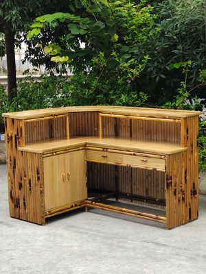 Cabana Party Bamboo Tropical Tiki Bar 220x160cm z półkami pod szafką