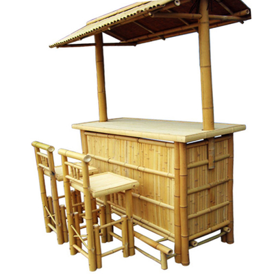 Bamboo Beach Tiki Bar ze stojakiem na butelki Krzesła bambusowe do picia z oparciem