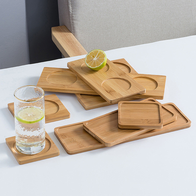 6-pak 9cm bambusowe podstawki Okrągły kształt Laserowe logo Bar Home Podstawki pod kubki