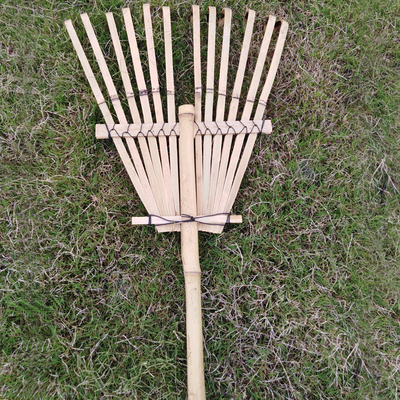 12 zębów 140 cm grabie bambusowe ręcznie robione do liści w ogrodzie grabie ogrodowe