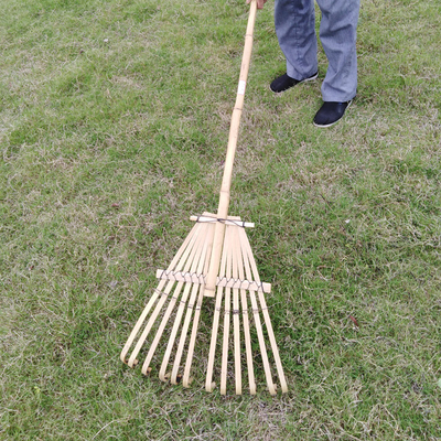 11 zębów 145 cm Bambusowe grabie Ręcznie wykonane nierdzewne grabie ogrodowe Harrow