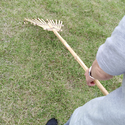 11 zębów 145 cm Bambusowe grabie Ręcznie wykonane nierdzewne grabie ogrodowe Harrow