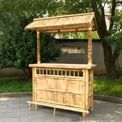Tiki Bar Patio Bar zewnętrzny, zestaw bambusowy, Islander Tiki Bar z Palapa Top i miejsce do przechowywania