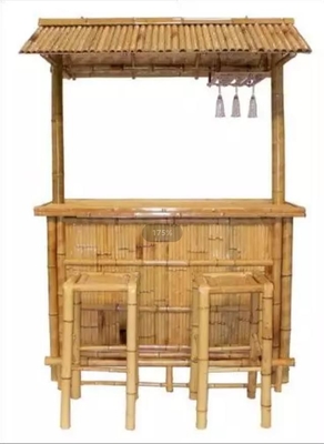 Tiki Bar Patio Outdoor Bar, Bamboo Set Islander Tiki Bar Z Palapa Top And Storage Space For Garden Patio Luau Party Bazaar