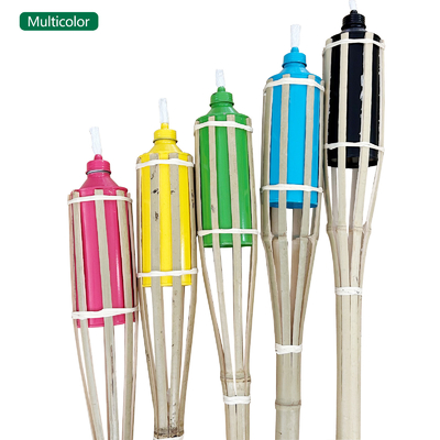 Naturalny bamboo Tiki Torch z czarnym metalowym uchwytem wick dla dekoracji zewnętrznej