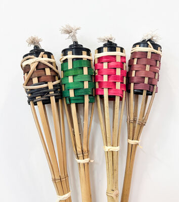 Naturalna bambusowa pochodnia do dekoracji na kemping, do ogrodu i na imprezy, ręcznie robiona, ekologiczna, wodoodporna pochodnia ogniowa