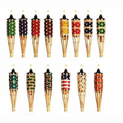 Naturalna bambusowa pochodnia do biwakowania na świeżym powietrzu, dekoracji na przyjęcia w ogrodzie, ręcznie robiona, ekologiczna pochodnia ogniowa, wodoodporna